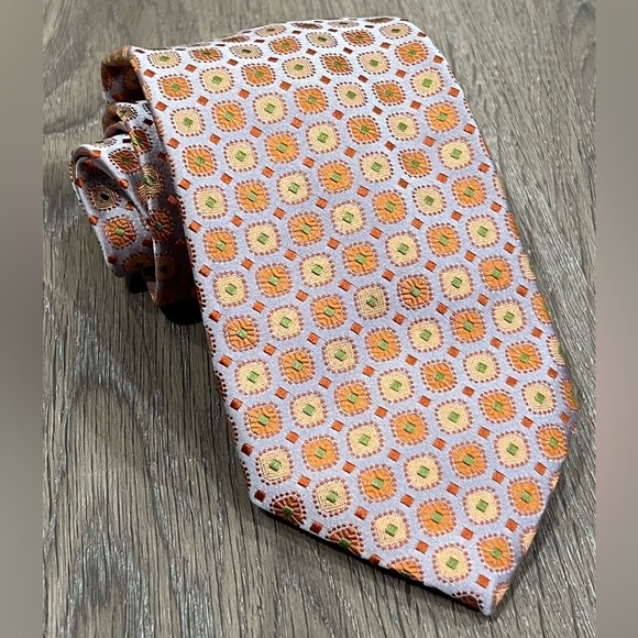 Ermenegildo Zegna Tie Made in Italy 100% Silk Pastel Geometric Sunburst EUC - Picture 2 of 13